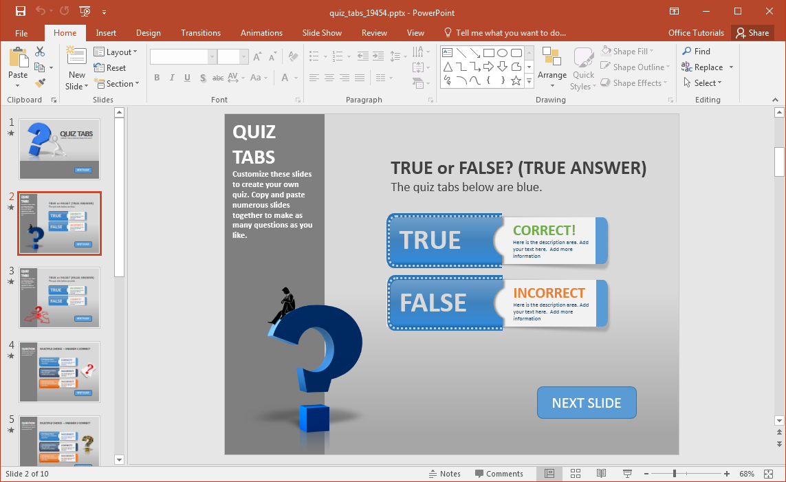 Create A Quiz In Powerpoint With Quiz Tabs Powerpoint Template Throughout Quiz Show Template Powerpoint