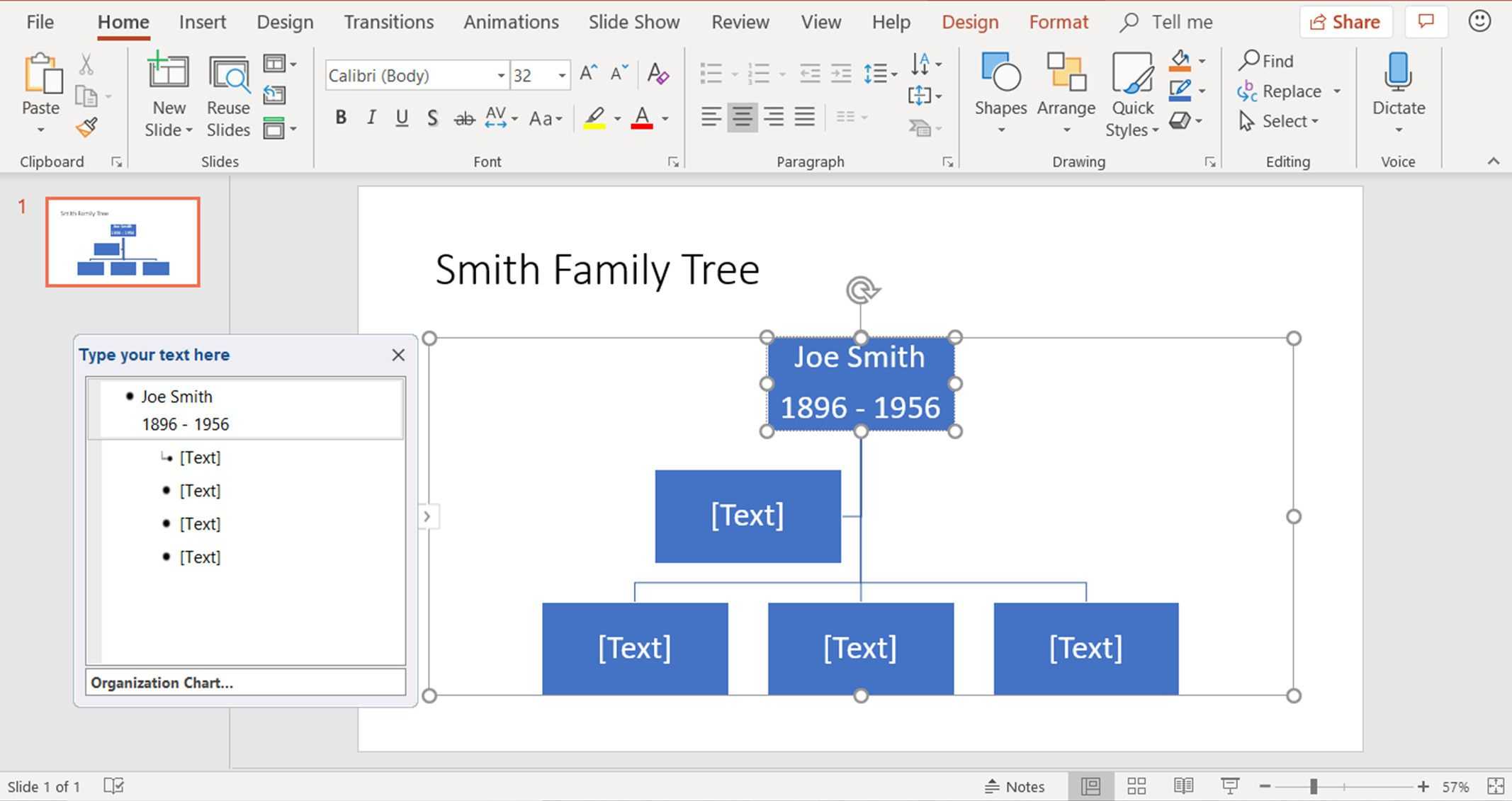 Create Family Trees Using Powerpoint Organization Chart Within Powerpoint Genealogy Template