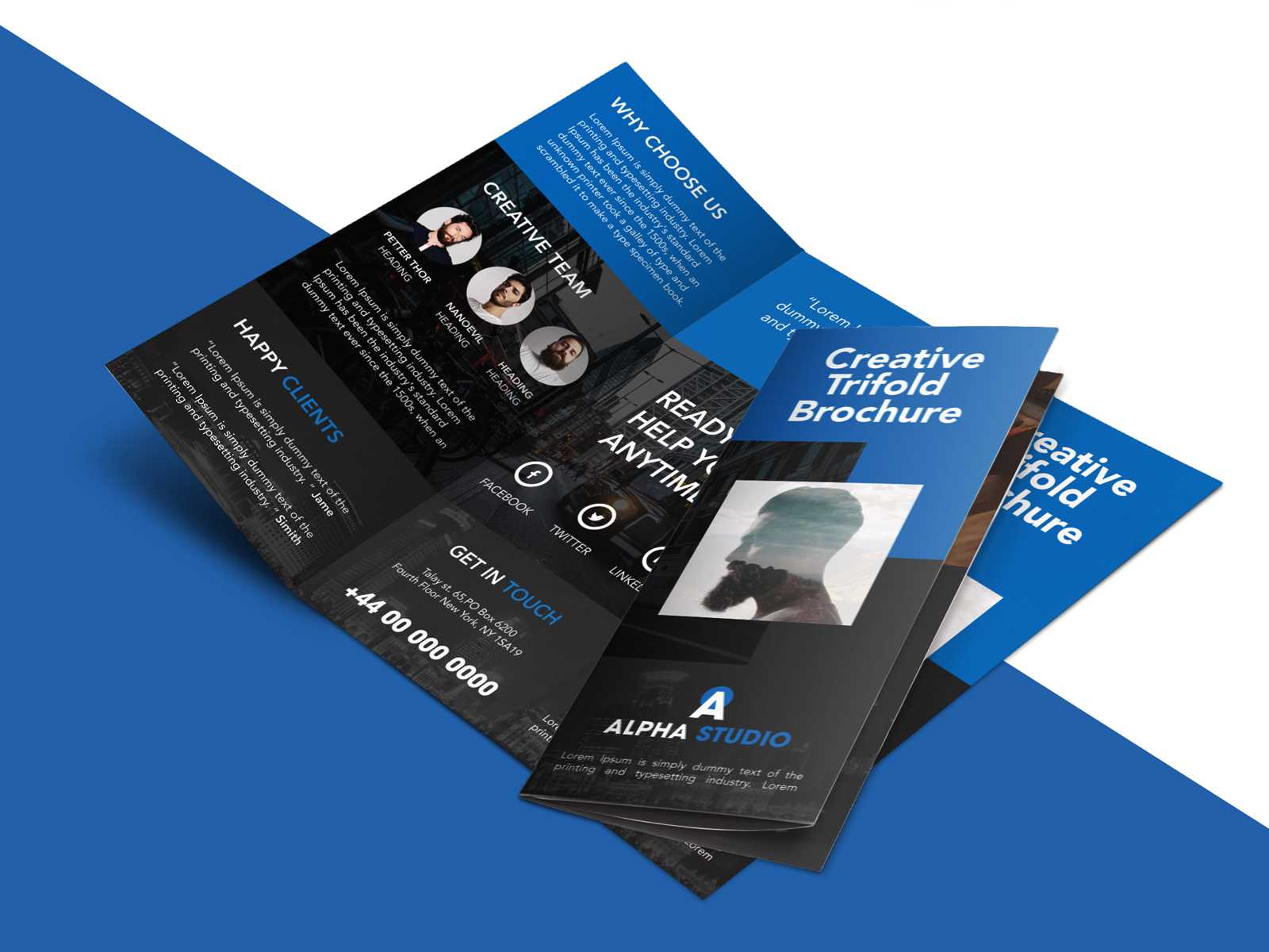 Creative Agency Trifold Brochure Free Psd Template Inside 3 Fold Brochure Template Psd Free Download