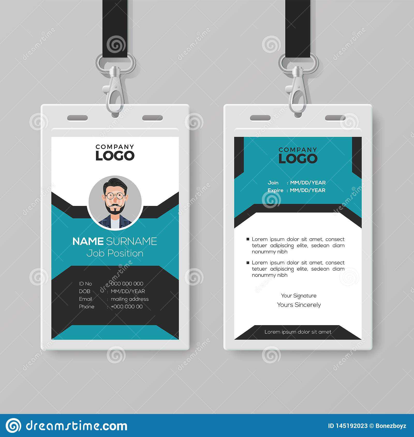 Creative Employee Id Card Template Stock Vector With Pvc Card Template