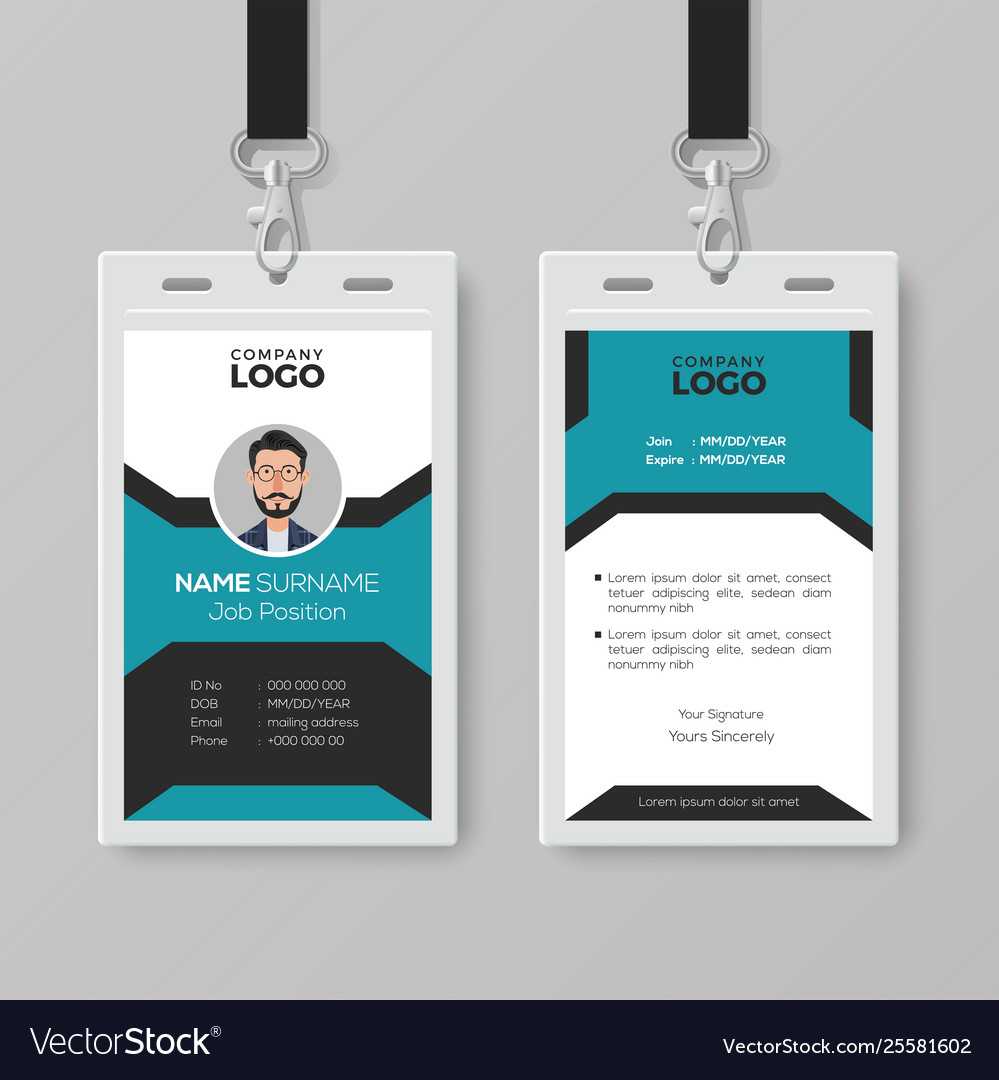 Creative Employee Id Card Template With Work Id Card Template