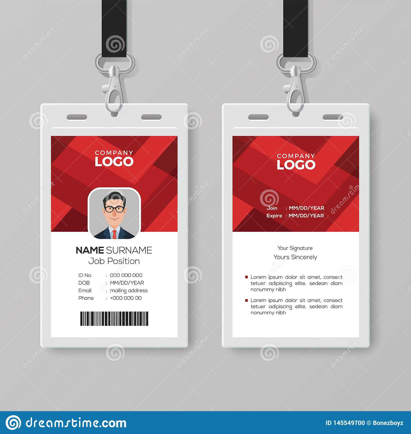 Creative Id Card Template With Abstract Red Background Stock Pertaining To Template For Id Card Free Download