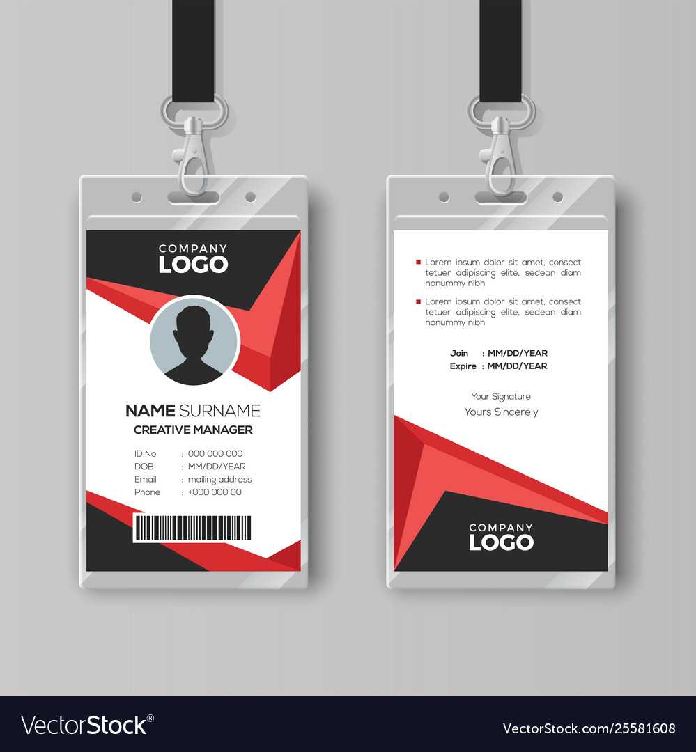 Creative Id Card Template With Black And Red Pertaining To Media Id Card Templates