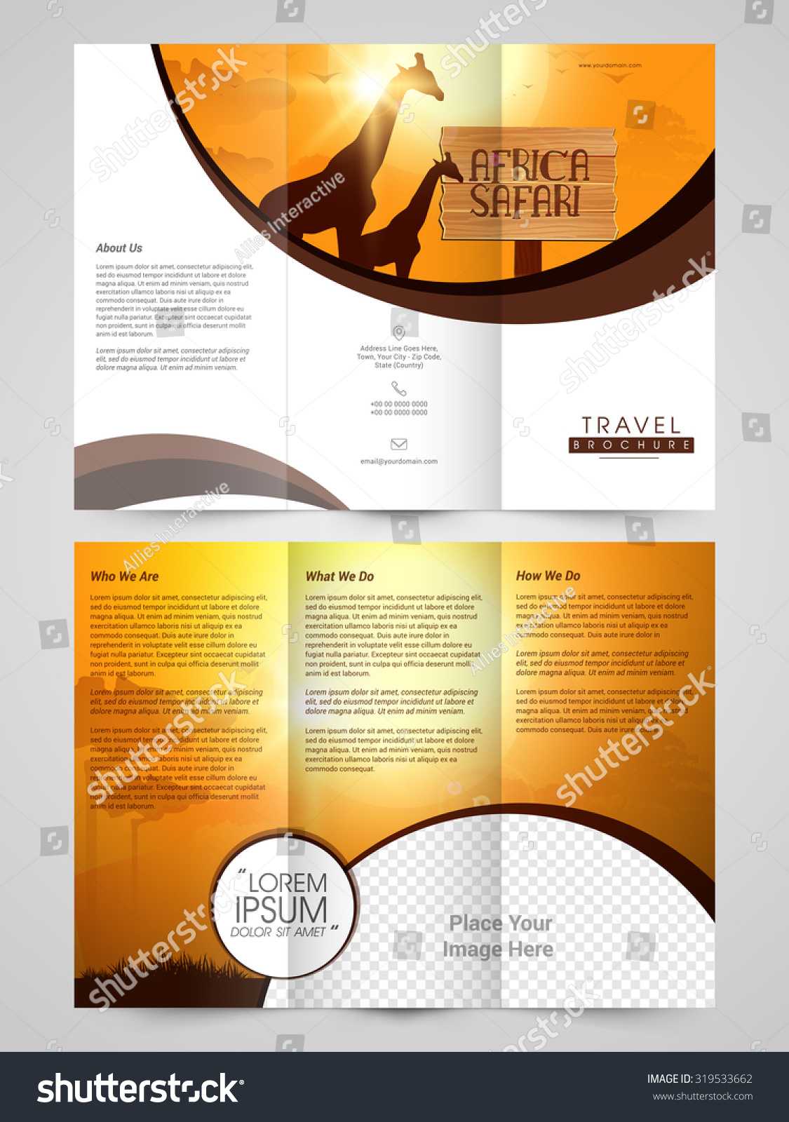 Creative Travel Trifold Brochure Template Flyer Stock Vector Regarding Country Brochure Template