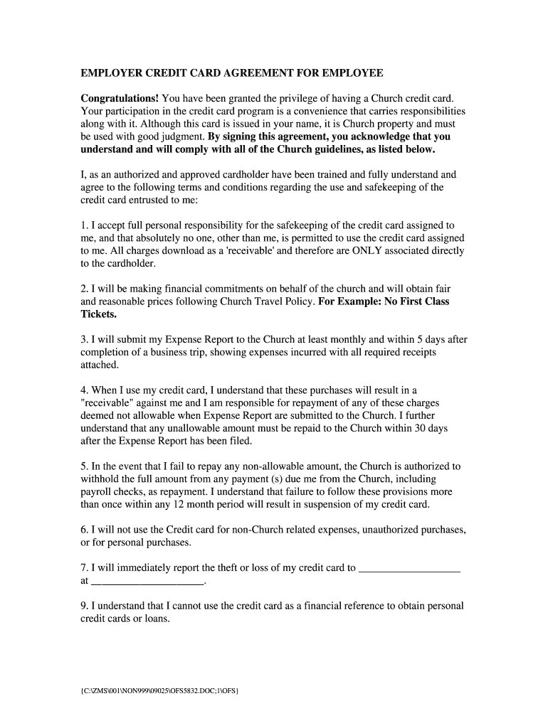 Credit Card Agreement Form - Milas.westernscandinavia Regarding Corporate Credit Card Agreement Template