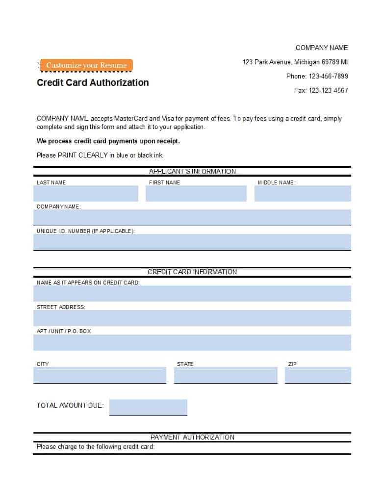 Credit Card Authorisation Form Template Australia – Milas With Credit Card Billing Authorization Form Template