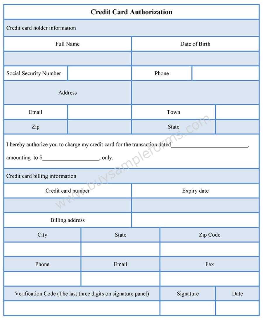 Credit Card Authorization Form Template – Sample Forms With Regard To Order Form With Credit Card Template