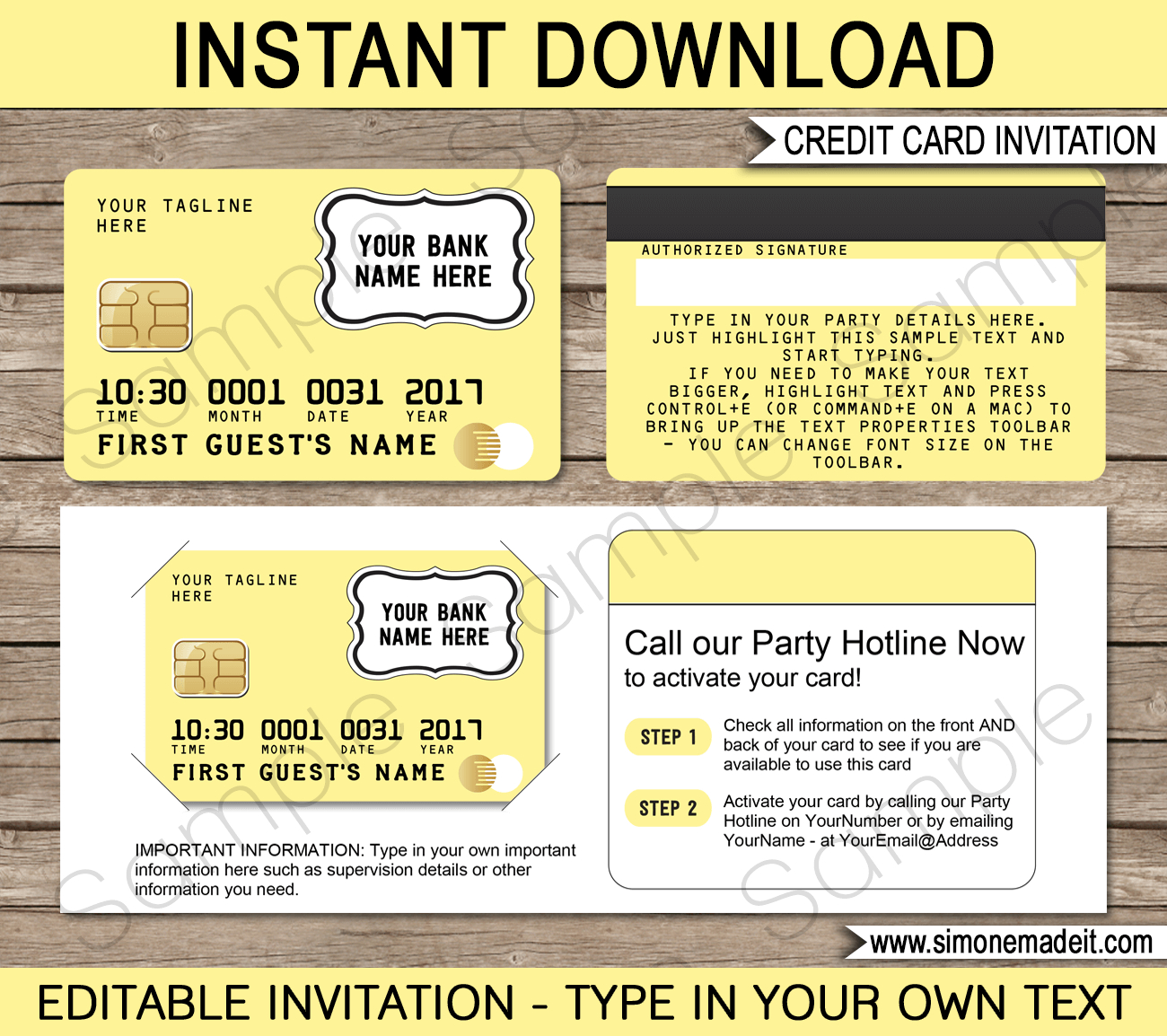 Credit Card Invitation | Mall Scavenger Hunt Invitations Pertaining To Credit Card Template For Kids