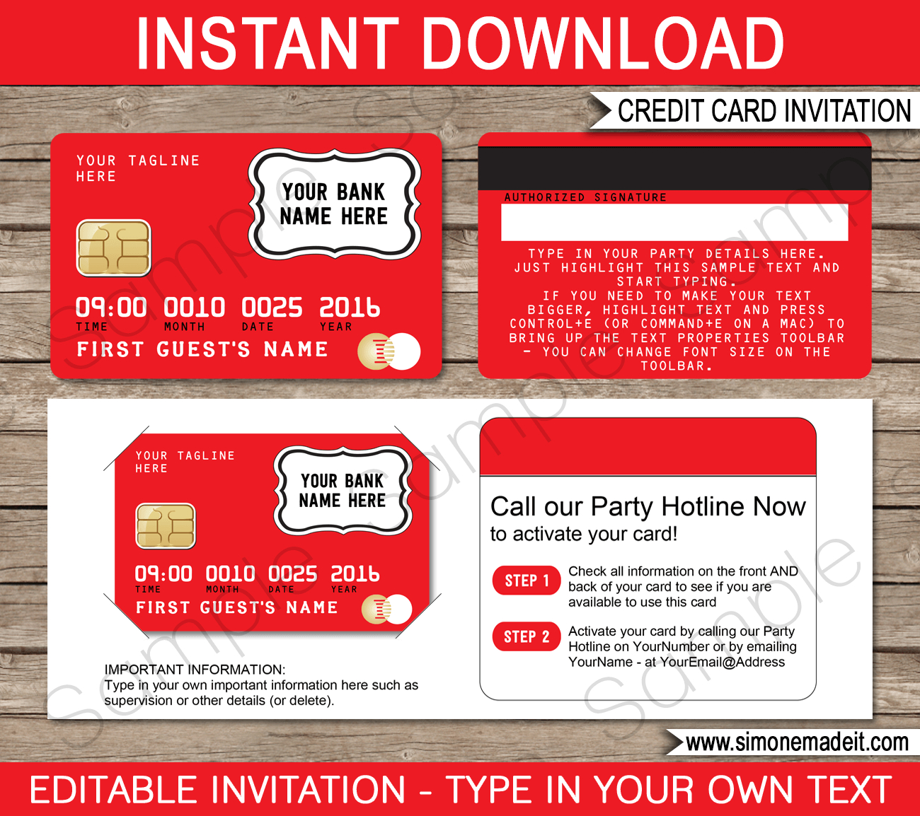 Credit Card Invitation | Mall Scavenger Hunt Invitations With Credit Card Template For Kids