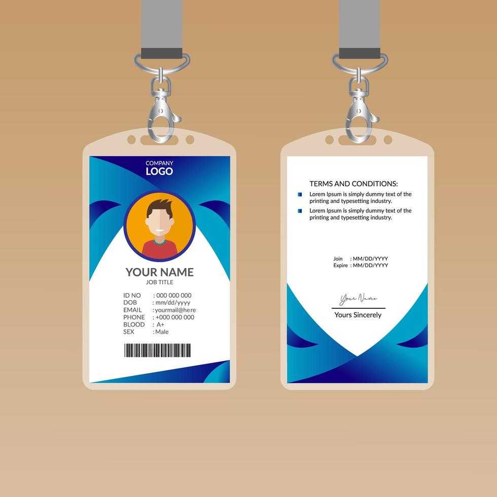 Curved Blue Id Card Design Template – Download Free Vectors Regarding Company Id Card Design Template