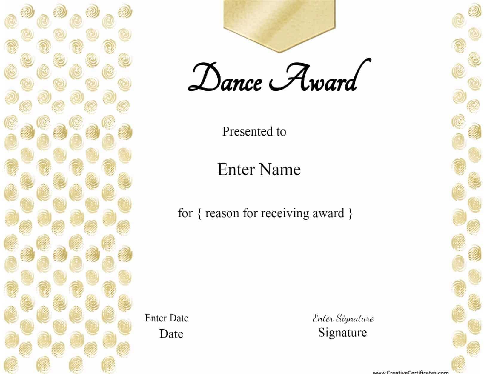 Dance Certificate Templates | 13+ Formats | Free Printable In Dance Certificate Template
