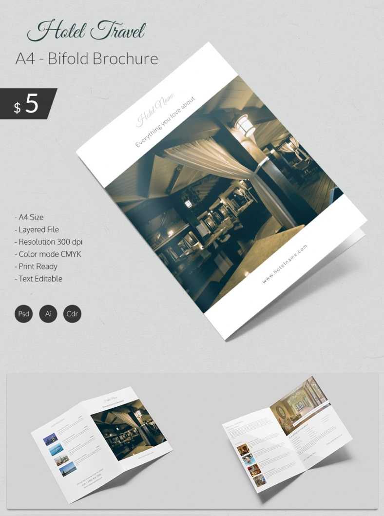 Dazzling Hotel & Travel A4 Bi Fold Brochure Template | Free Regarding Word Travel Brochure Template