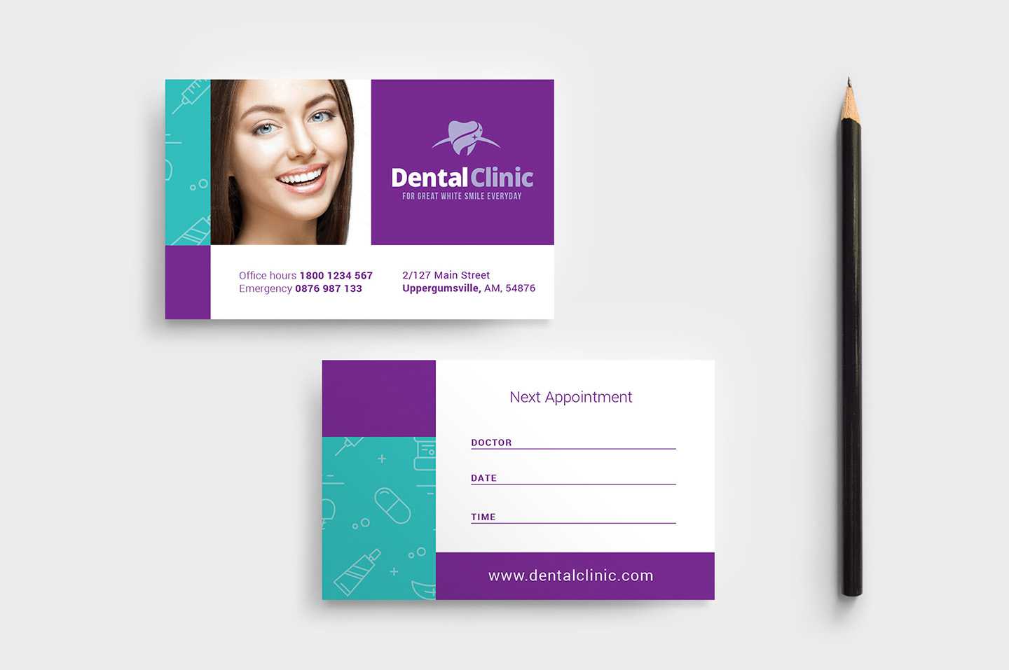 Dental Clinic Appointment Card Template In Psd, Ai & Vector For Medical Appointment Card Template Free