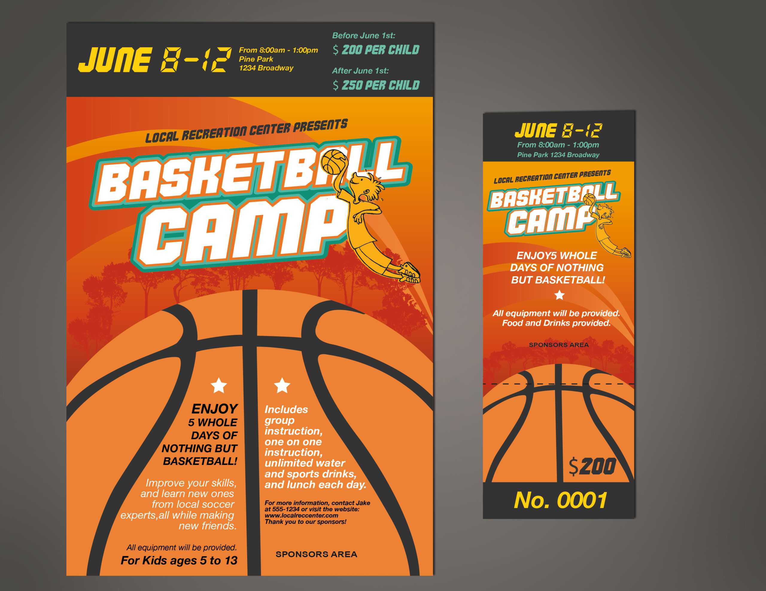 Designcontest – Basketball Camp Ticket & Poster In Basketball Camp Brochure Template