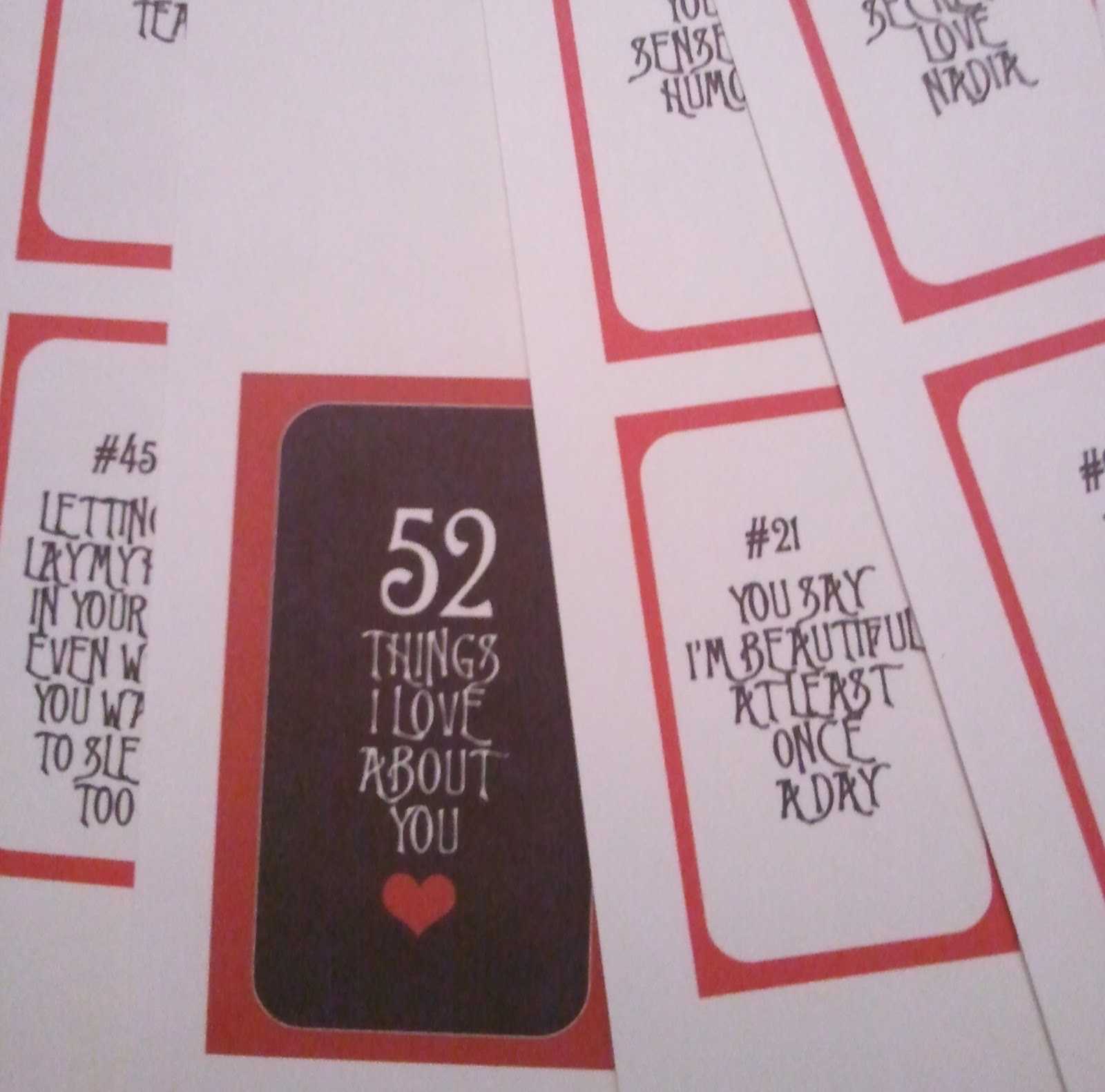 Diy Vintage Chic: 52 Reasons I Love You. Get Started On Throughout 52 Things I Love About You Deck Of Cards Template