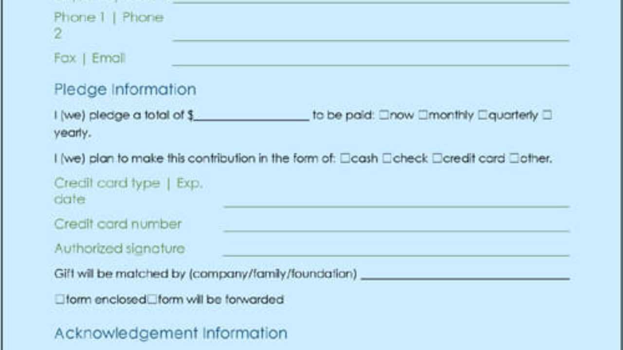 Donation Form Template | Excel & Word Templates Inside Donation Cards Template