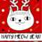 Doodle Cat In Christmas Deer Horns Headband. Modern Postcard For Headband Card Template