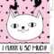 Doodle Cat In Hearts Headbands. Modern Postcard, Flyer For Headband Card Template