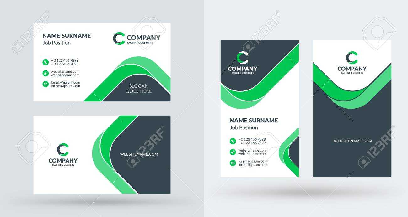 Double Sided Creative Business Card Template. Portrait And Landscape.. With Landscaping Business Card Template