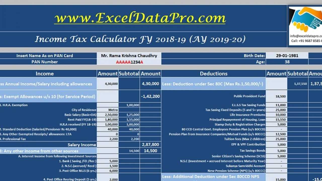 Download Income Tax Calculator Fy 2018 19 Excel Template With Credit Card Interest Calculator Excel Template