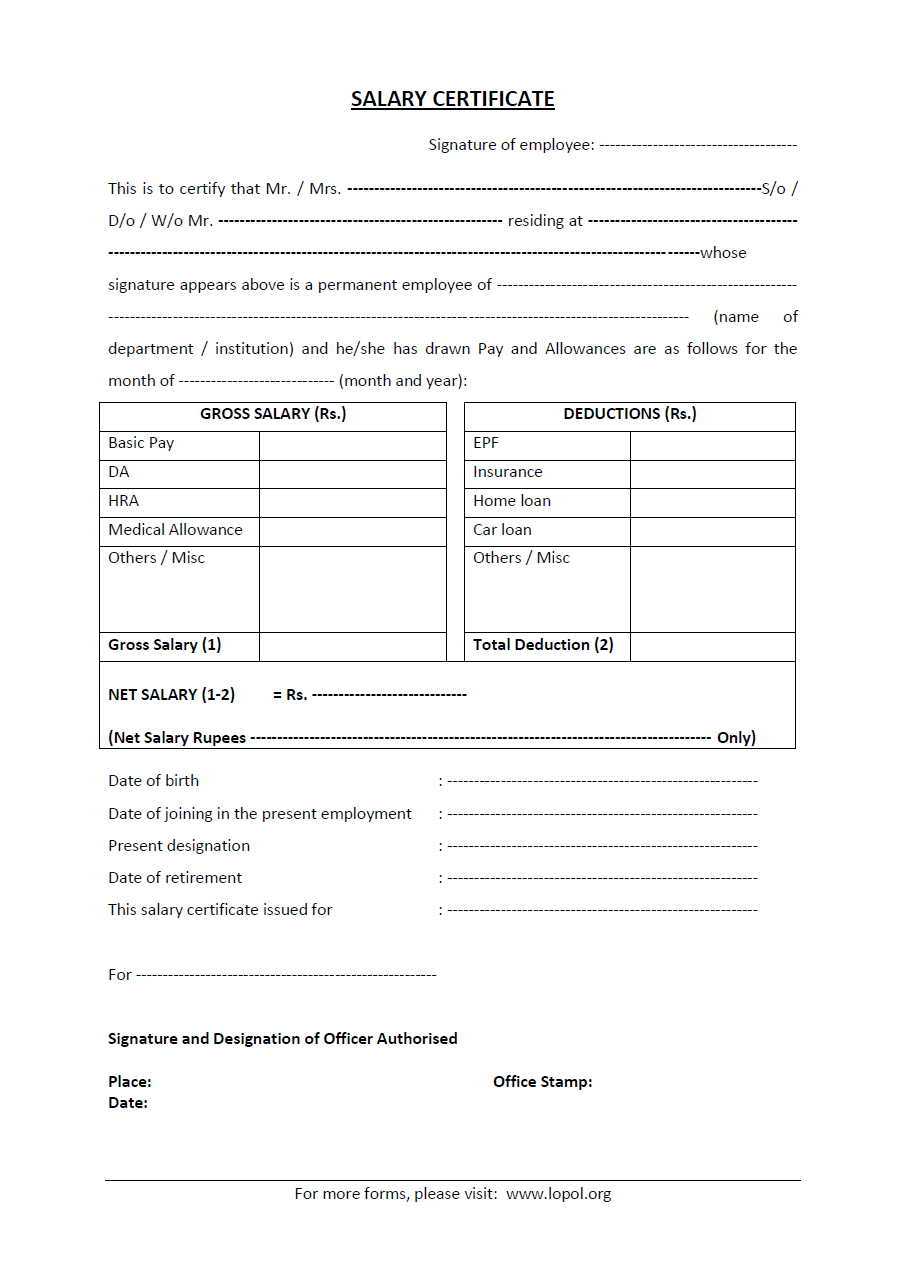 Download Salary Certificate Formats – Word, Excel And Pdf For Certificate Of Payment Template