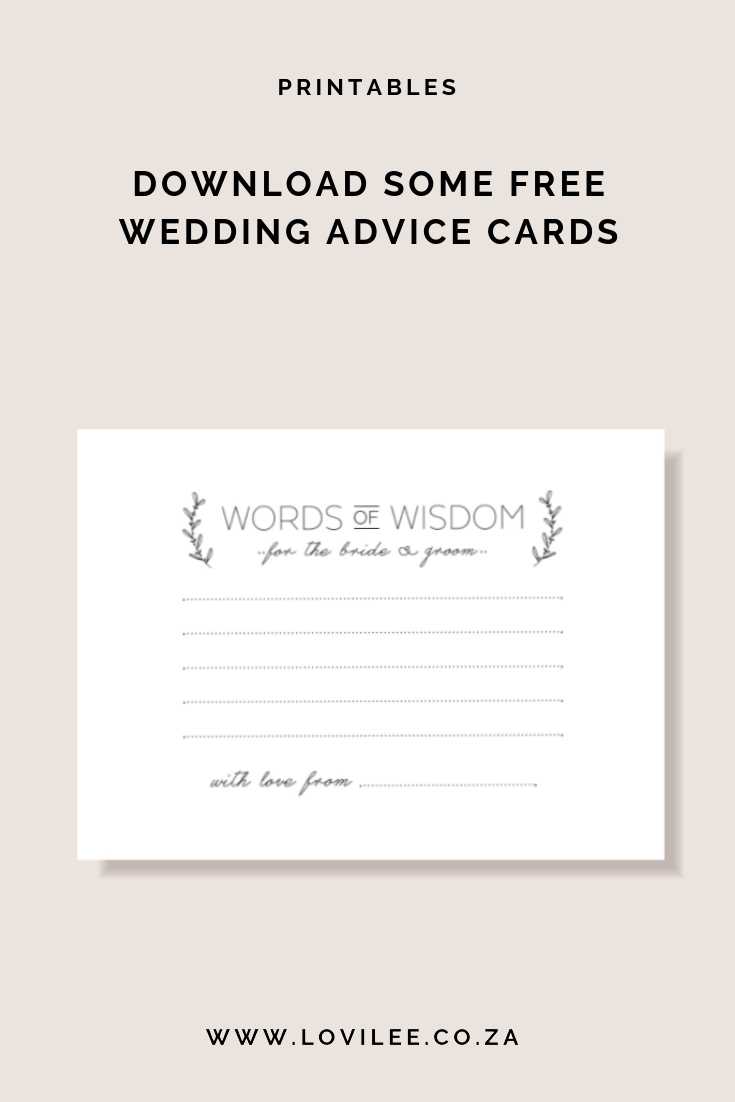 Download Your Free Wedding Advice Cards Printable | Lovilee Within Marriage Advice Cards Templates