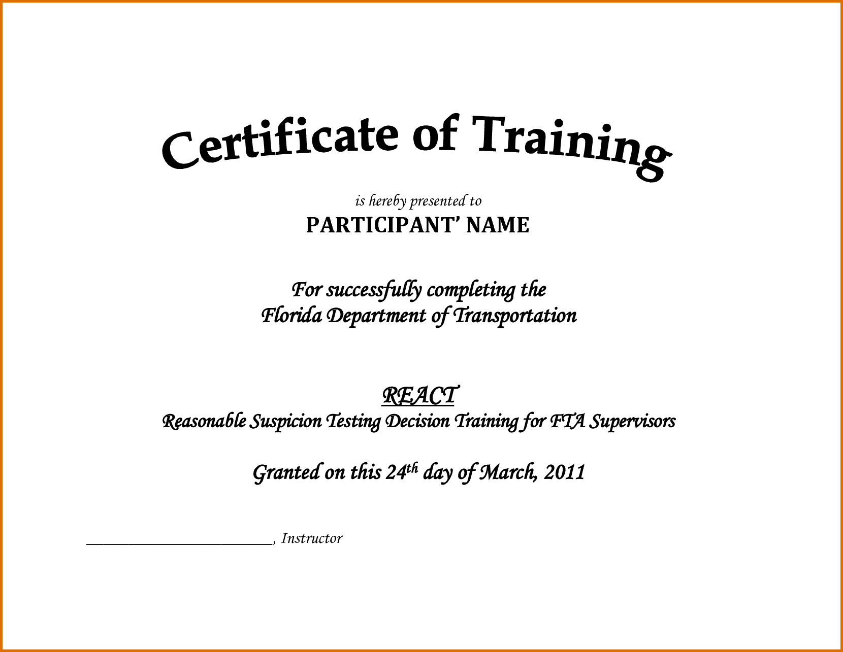 Downloadable Certificate Of Training Completion Template Regarding Template For Training Certificate