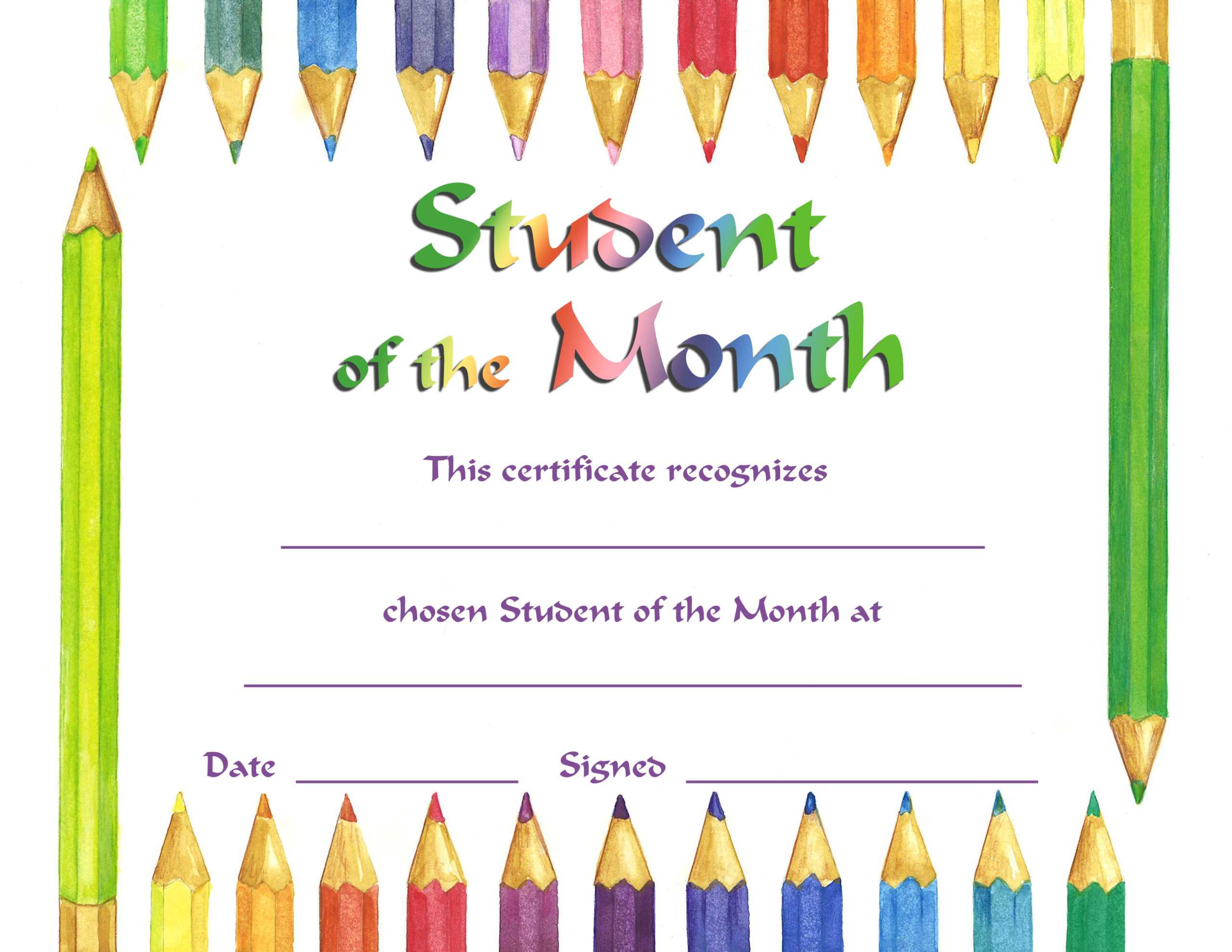 Downloadable Student Of The Month In Free Printable Student Of The Month Certificate Templates
