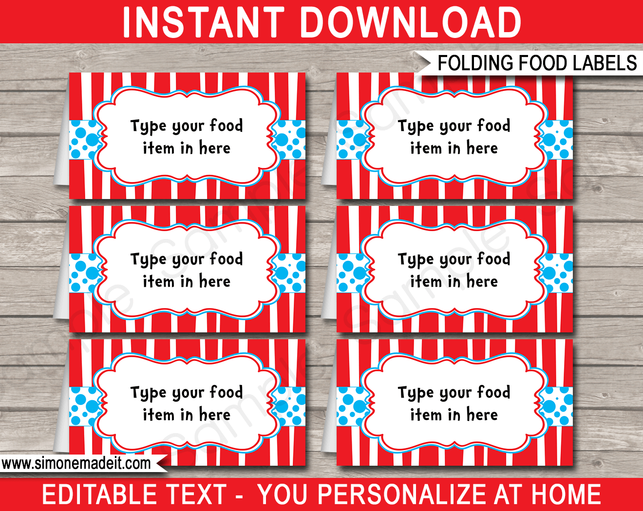 Dr Seuss Party Food Labels Template Within Dr Seuss Birthday Card Template