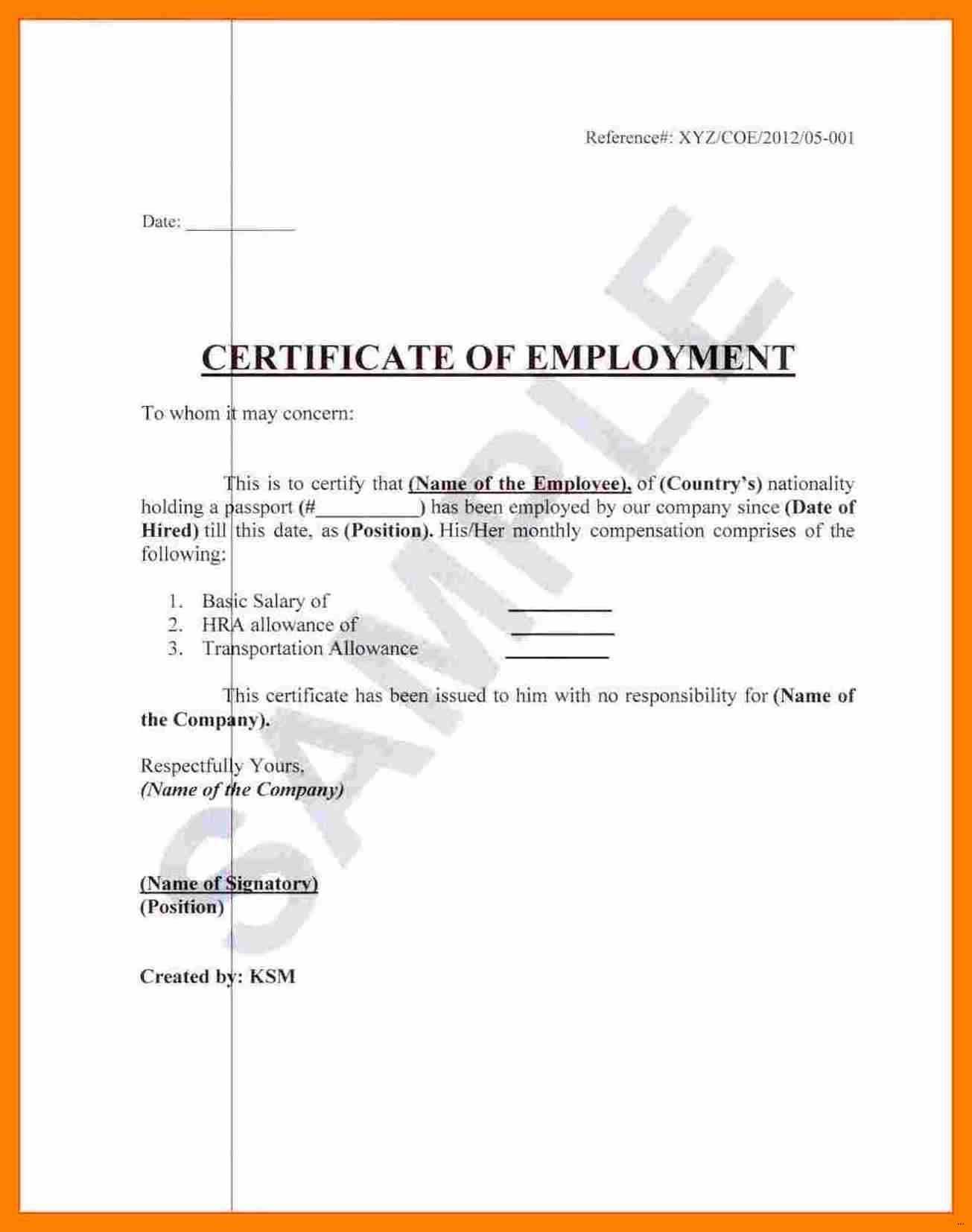 ❤️ Free Printable Certificate Of Employment Form Sample Regarding Small Certificate Template