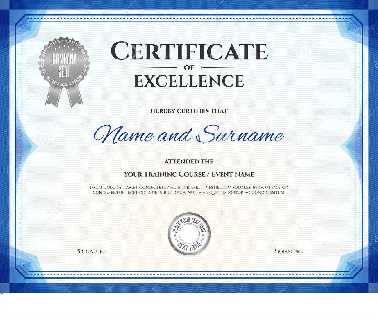 ❤️ Free Sample Certificate Of Excellence Templates❤️ In Award Of Excellence Certificate Template