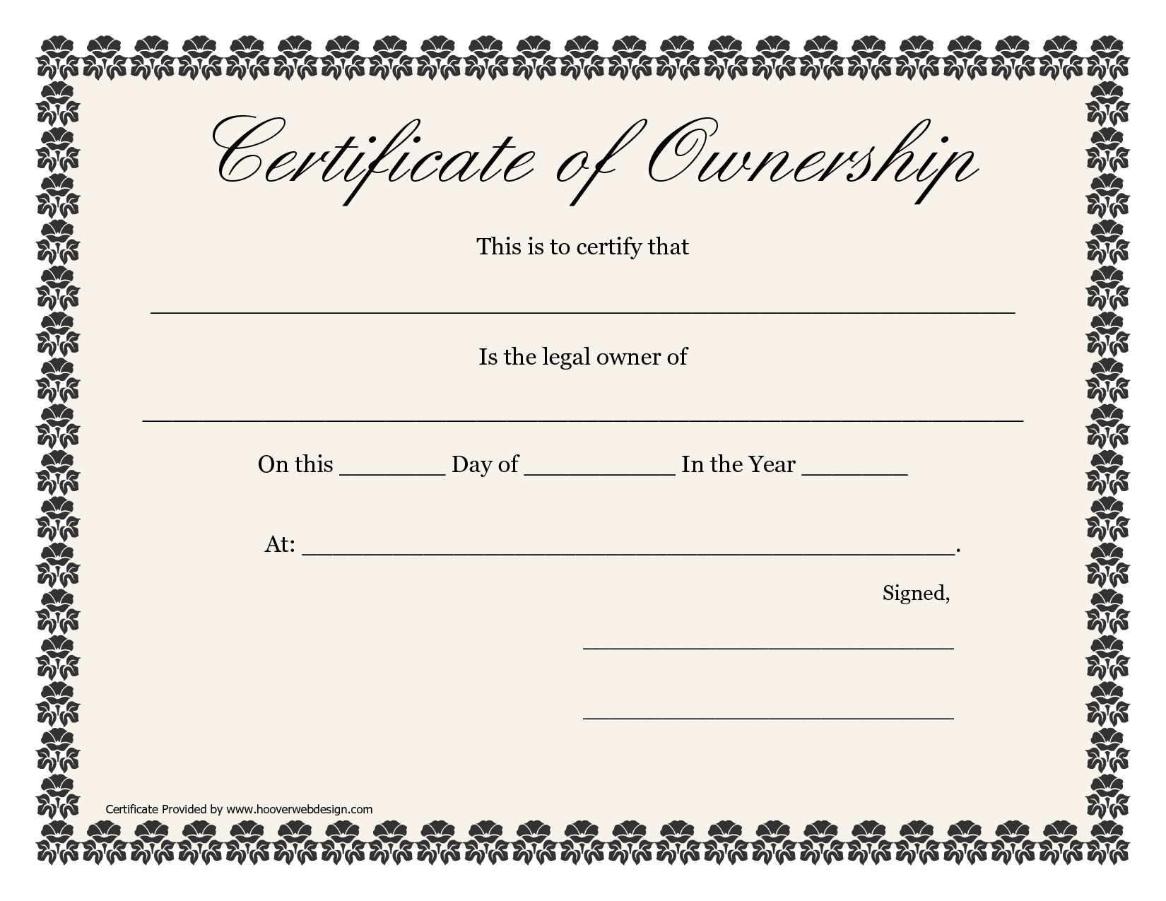 ❤️5+ Free Sample Of Certificate Of Ownership Form Template❤️ With Regard To Ownership Certificate Template