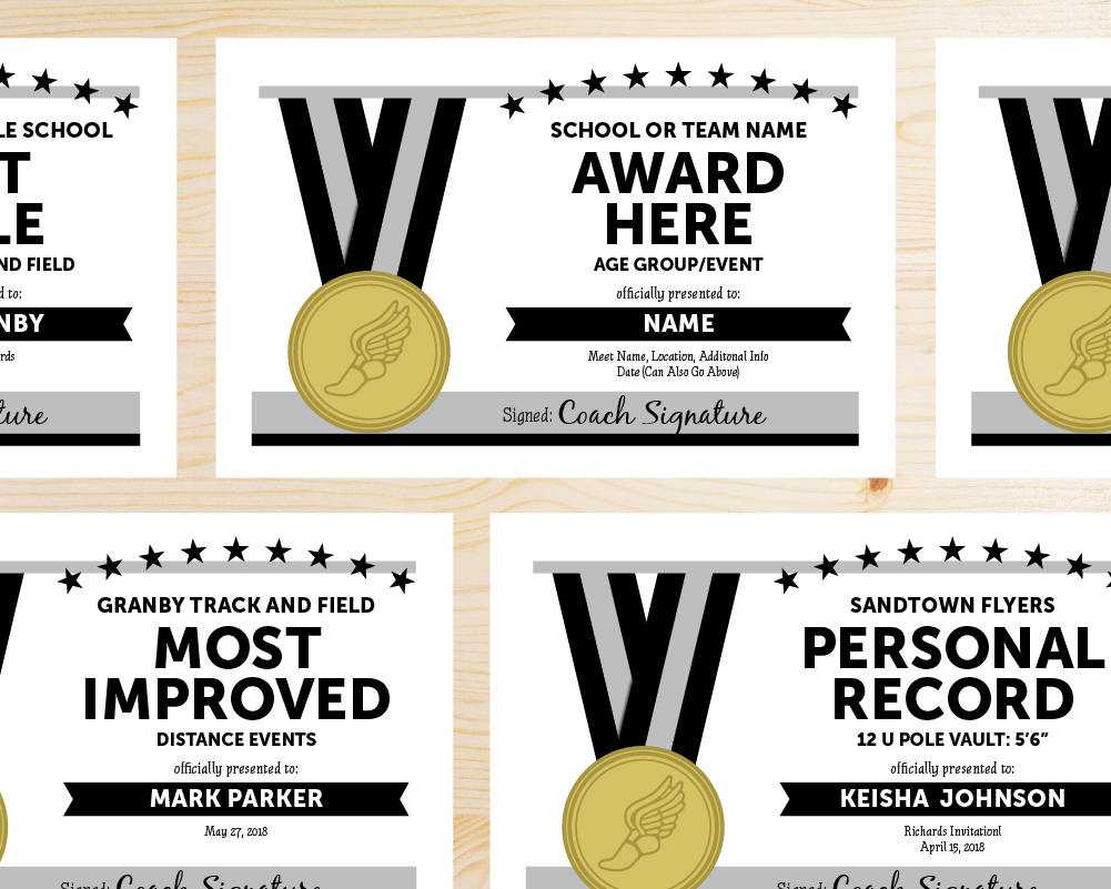 Editable Track And Field Award Certificates – Instant Download Printable –  Black And Silver Grey Gray With Track And Field Certificate Templates Free