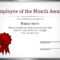 Effective Employee Award Certificate Template With Red Color With Regard To Employee Of The Month Certificate Template With Picture