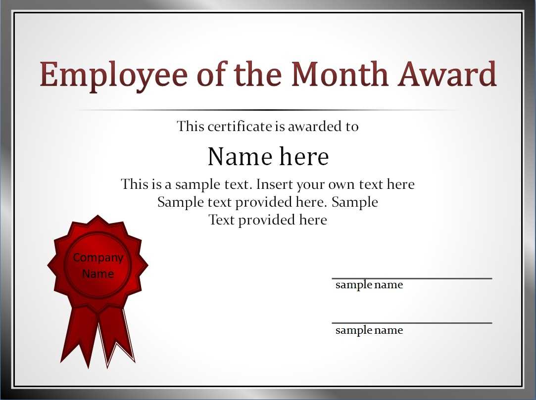 Effective Employee Award Certificate Template With Red Color With Regard To Employee Of The Month Certificate Template With Picture