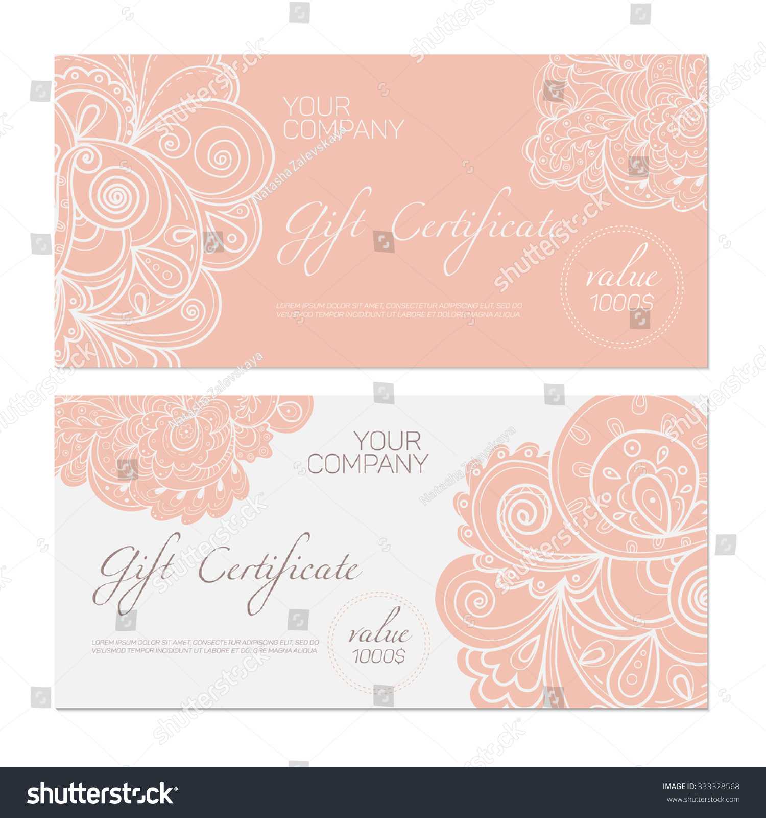 Elegant Gift Certificate Template Abstract Ornamental Stock Within Elegant Gift Certificate Template