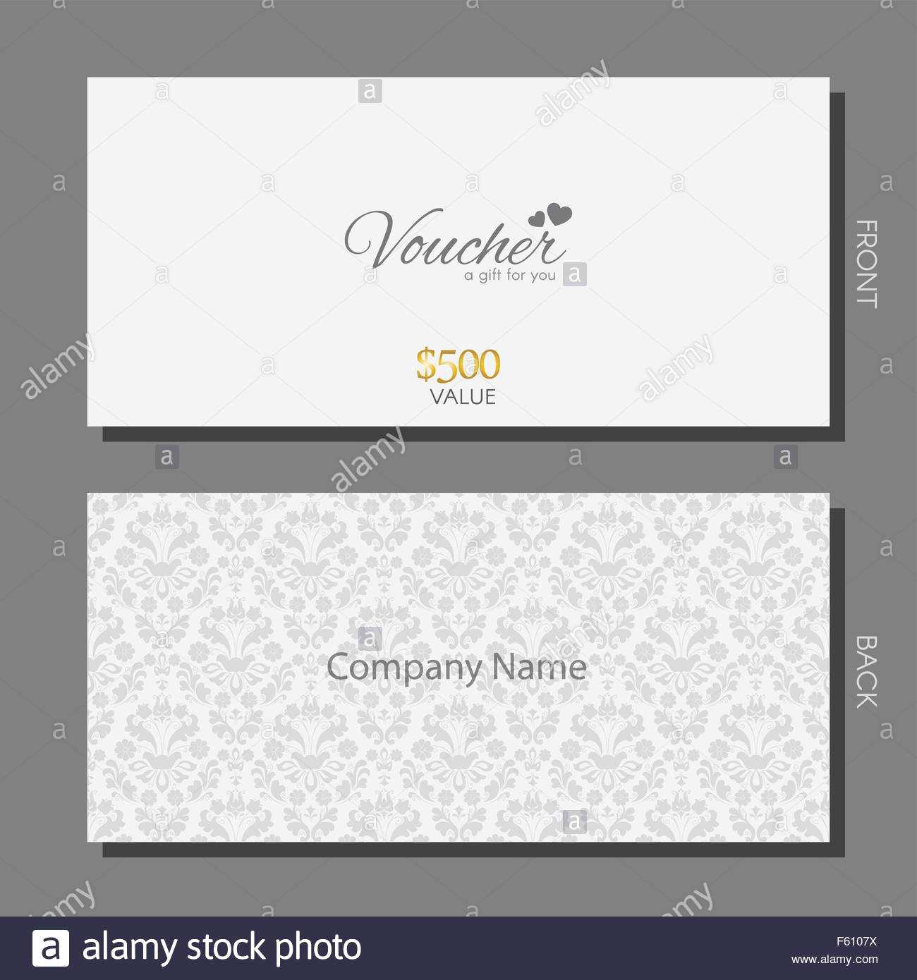 Elegant Gift Voucher Template With Damask Pattern Stock With Regard To Elegant Gift Certificate Template