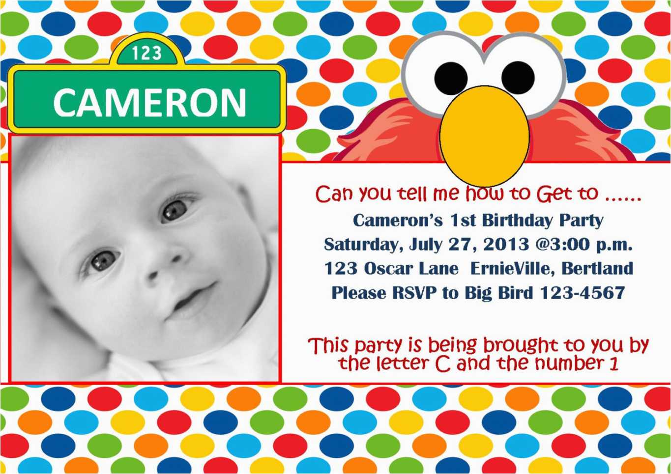 Elmo Birthday Invitations With Photo Elmo Invitations – Free In Elmo Birthday Card Template