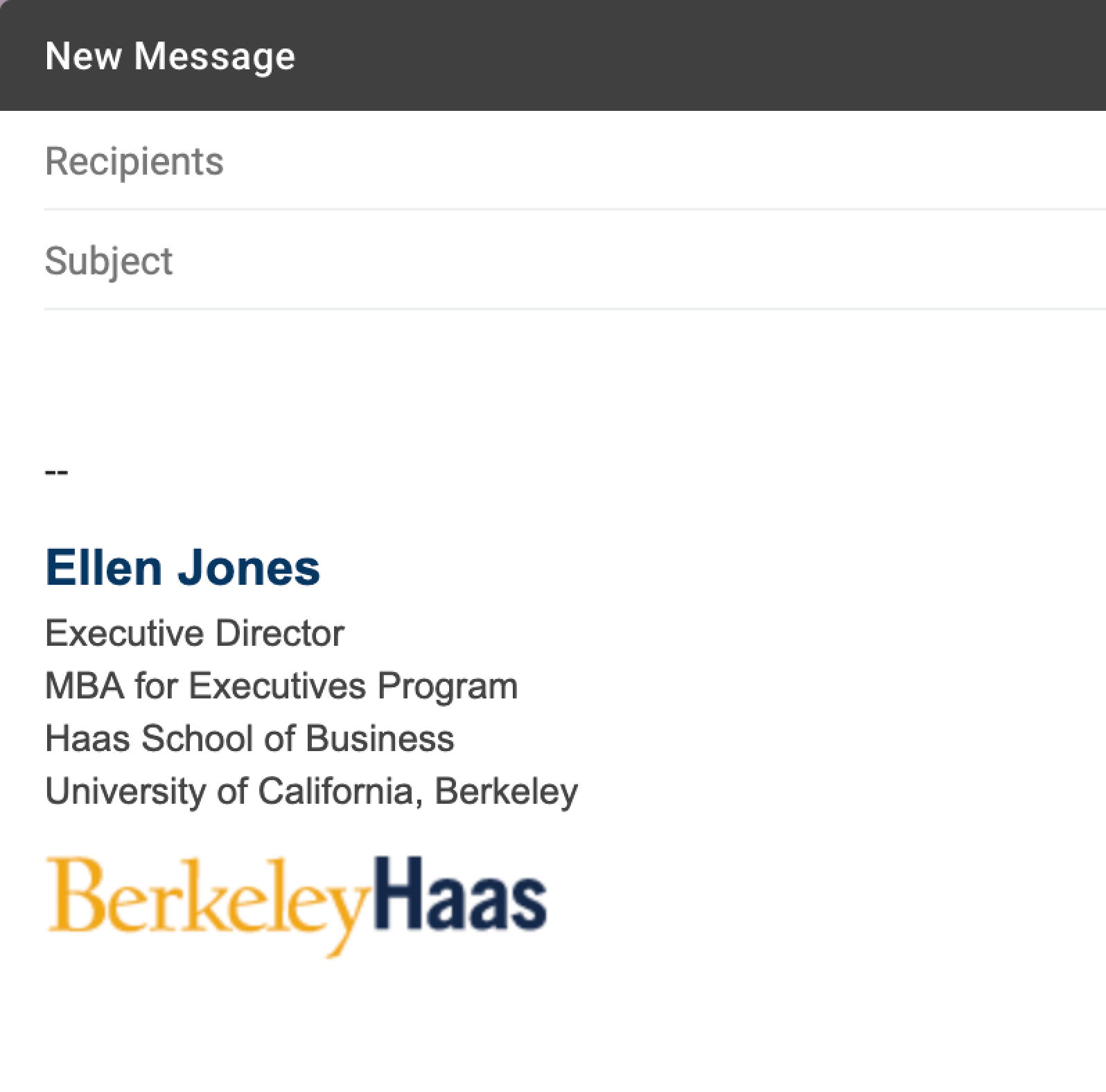 Email Signatures | Brand Toolkit | Berkeley Haas With Regard To Graduate Student Business Cards Template