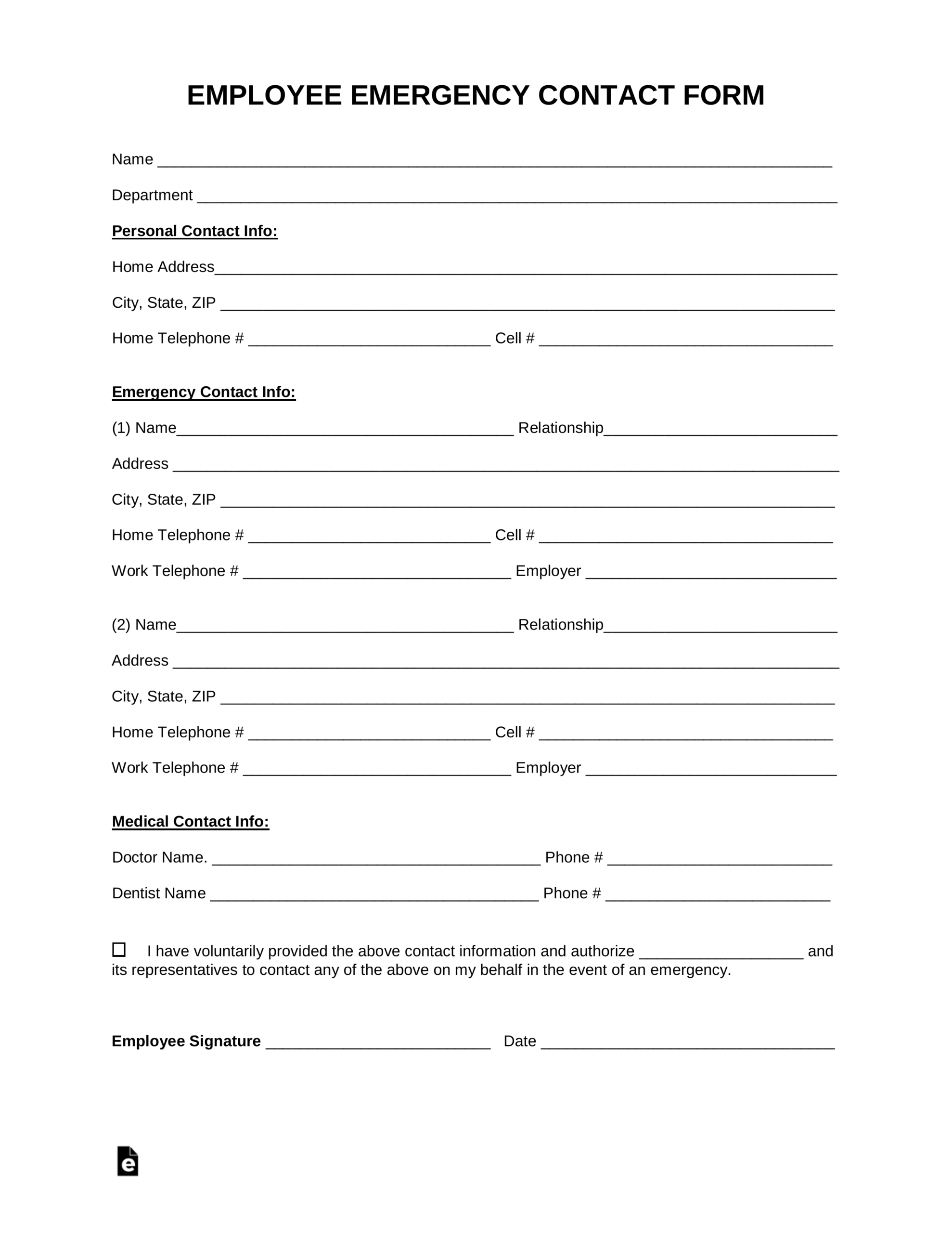 Emergency Contact Forms For Employees – Milas With Regard To Emergency Contact Card Template