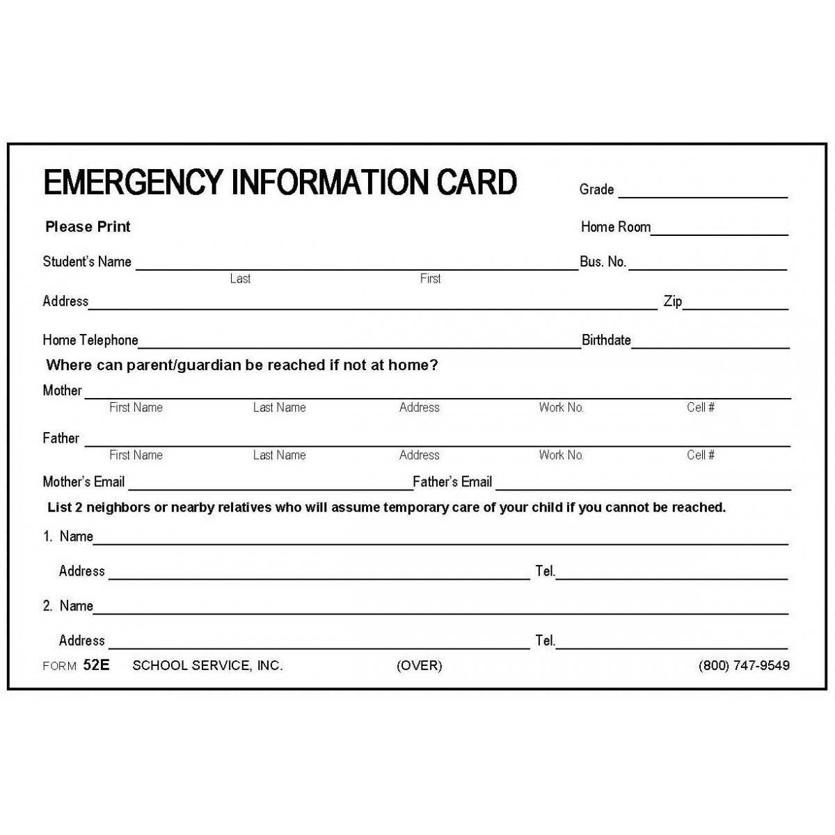 Emergency Information Form – Milas.westernscandinavia Pertaining To In Case Of Emergency Card Template