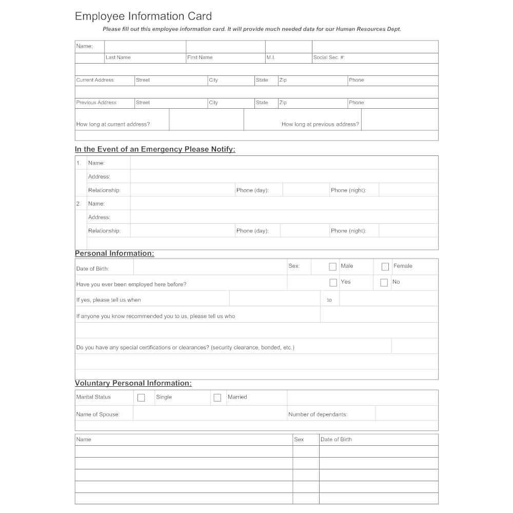 Employee Info Sheet – Milas.westernscandinavia Pertaining To Student Information Card Template