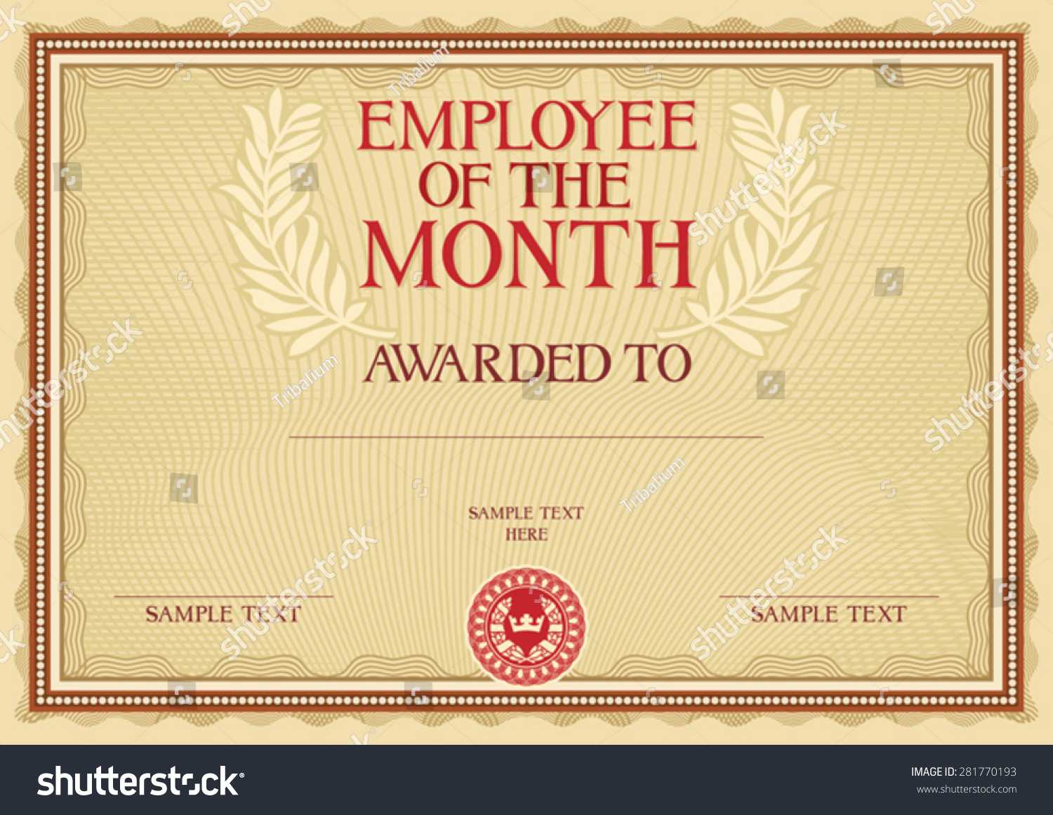 Employee Month Certificate Template Stock Vector (Royalty In Employee Of The Month Certificate Template With Picture