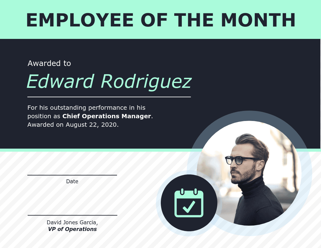 Employee Of The Month Certificate Of Recognition Template With Employee Of The Month Certificate Template