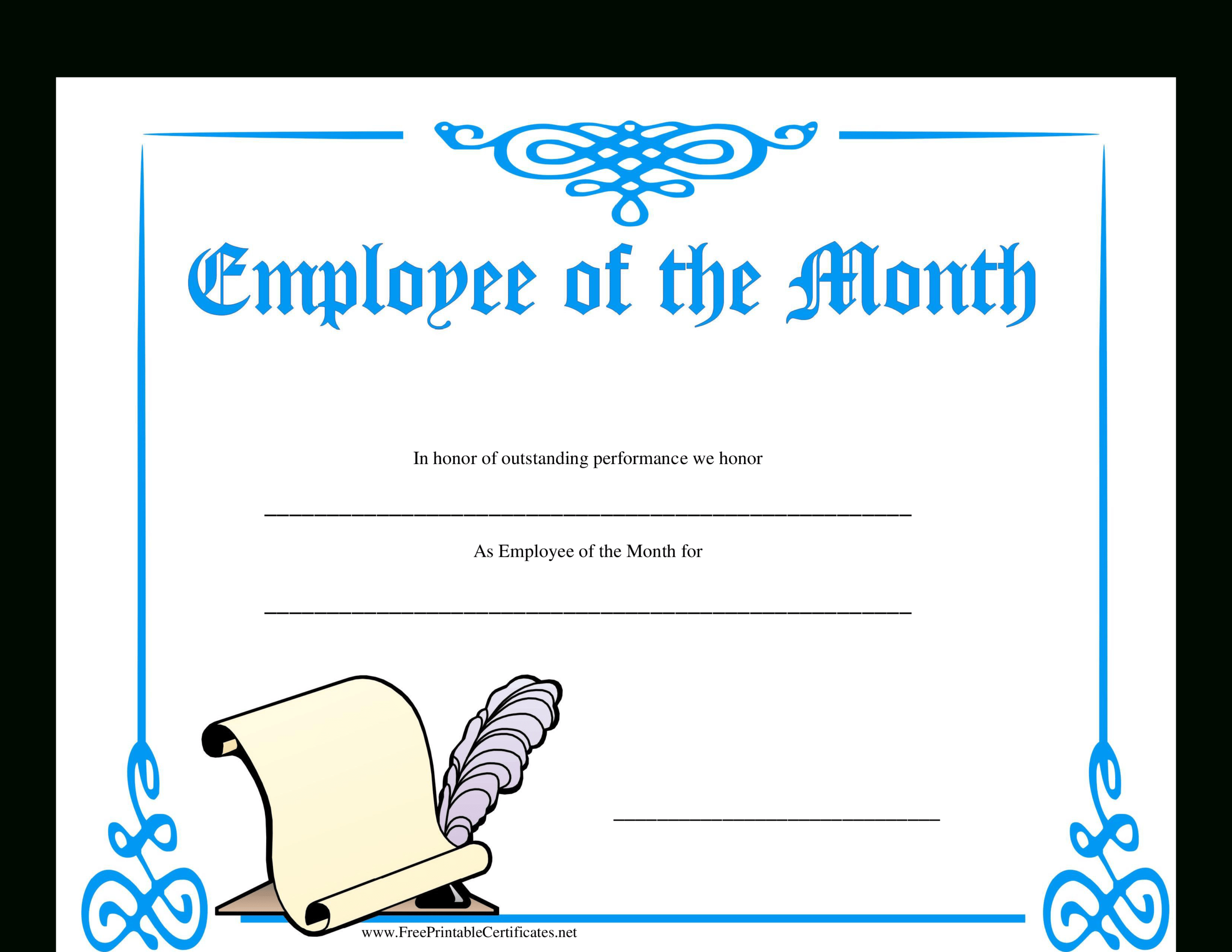 Employee Of The Month Certificate | Templates At In Employee Of The Month Certificate Template