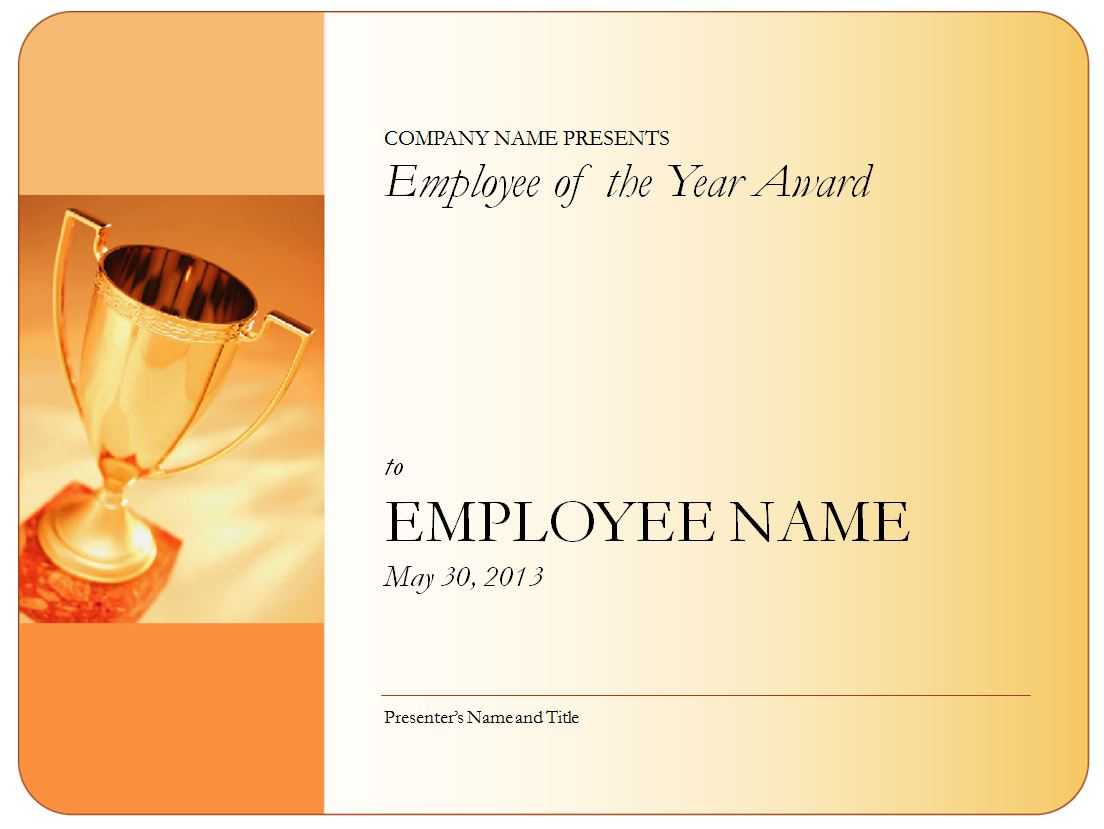 Employee Of The Year Certificate With Regard To Employee Of The Year Certificate Template Free