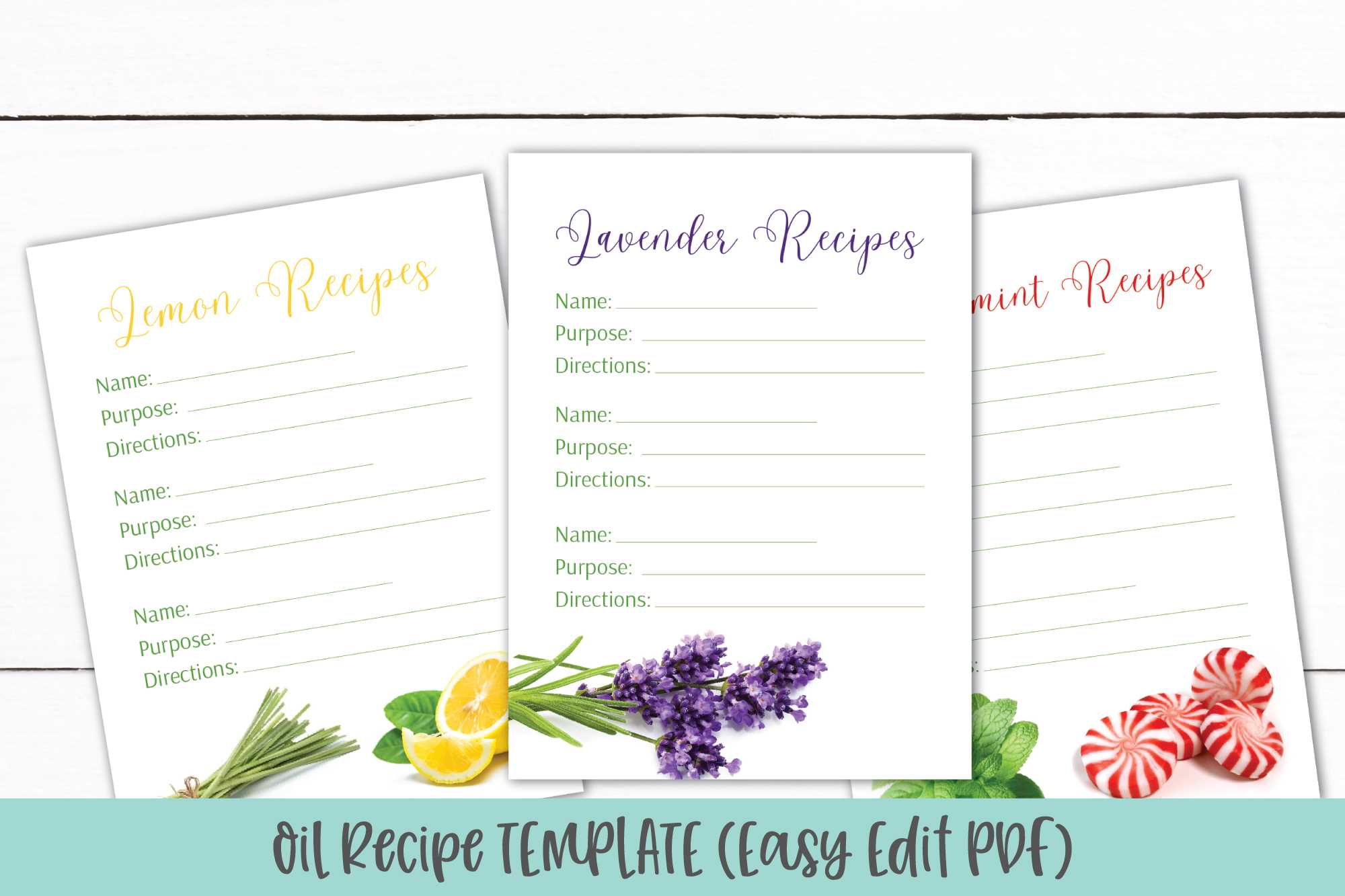 Essential Oil Recipe Card Template | Editable Recipe Pdf Inside Recipe Card Design Template