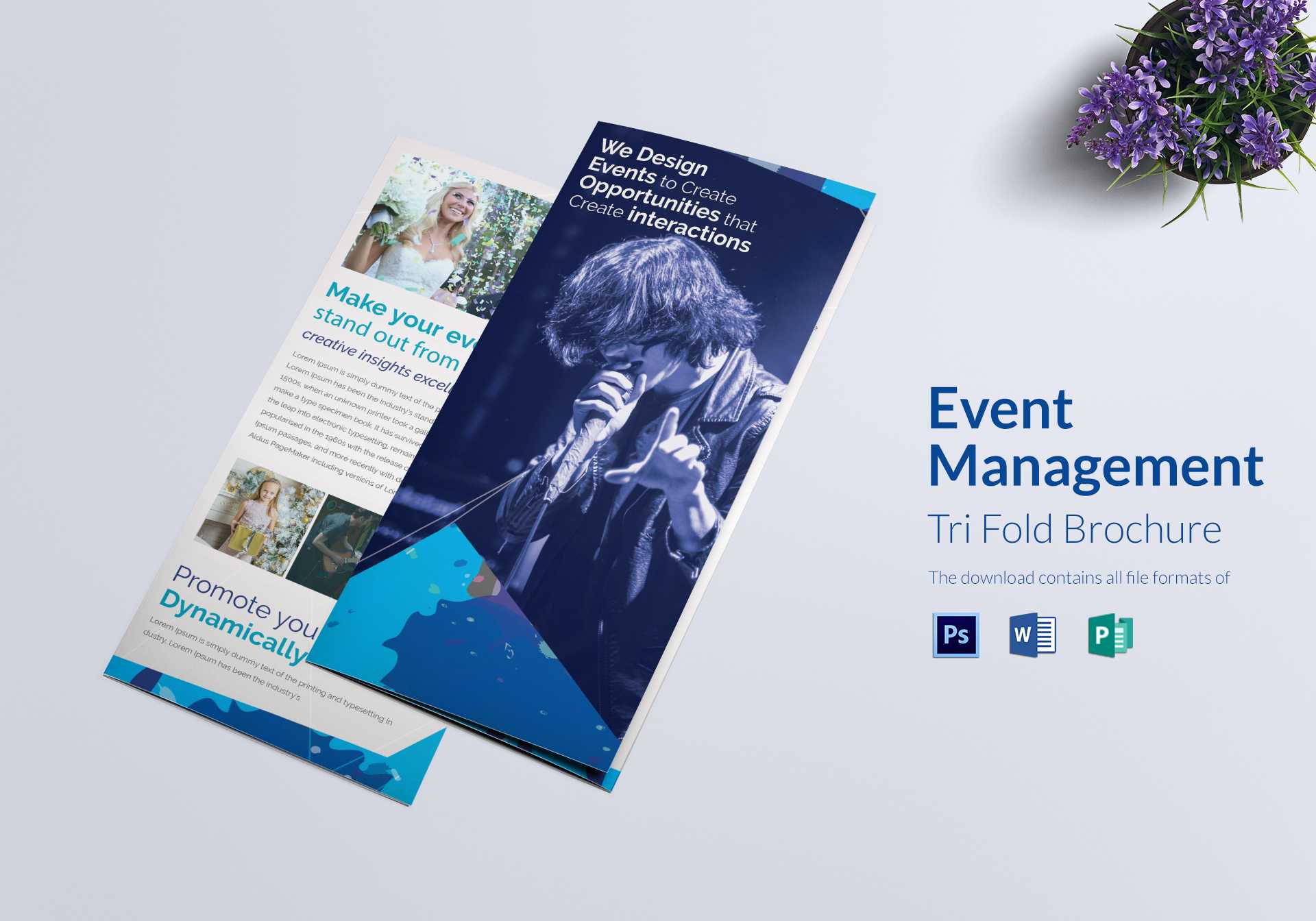 Event Management Tri Fold Brochure Template Throughout Brochure Psd Template 3 Fold