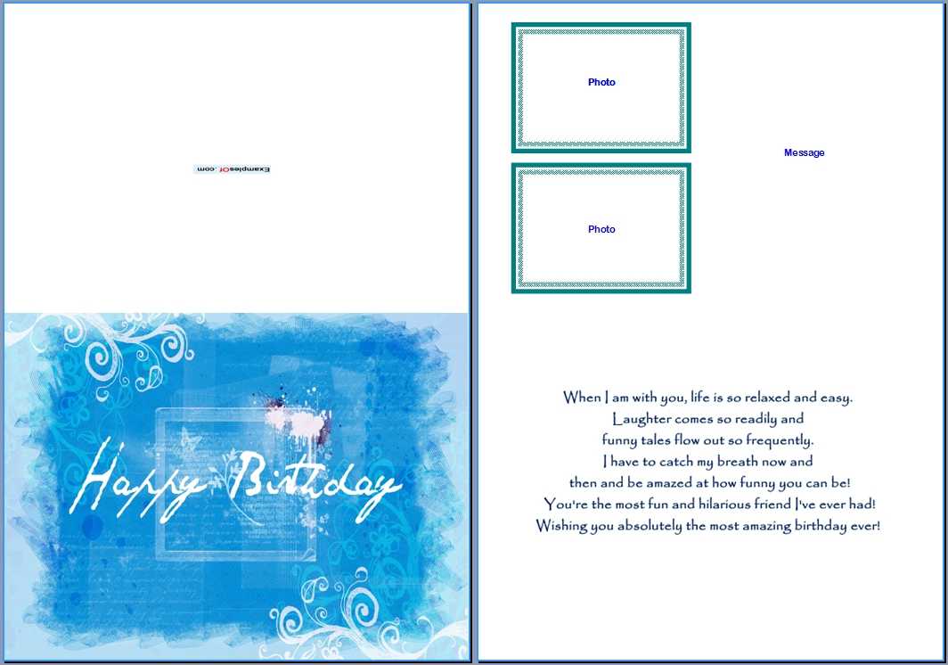 Example Of Birthday Card For Him:summer Blue Birthday Intended For Template For Cards In Word