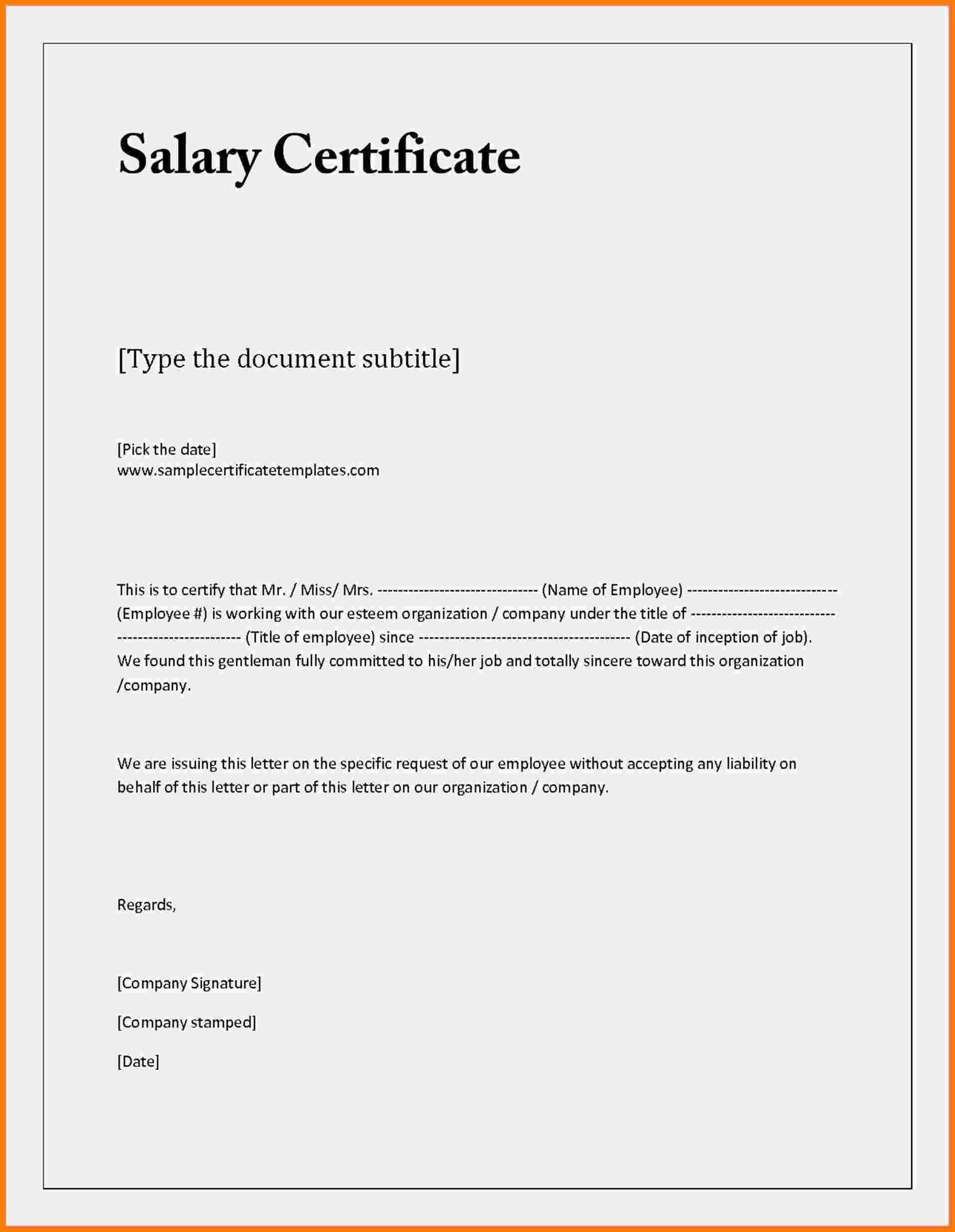 Example Of Certificate Of Employment With Compensation Regarding Certificate Of Employment Template